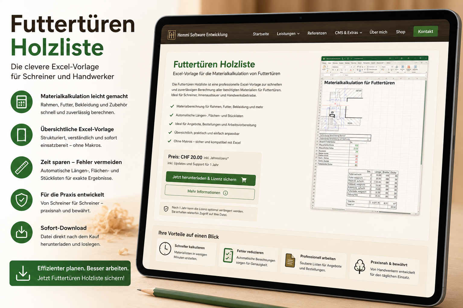 Futtertüren Holzliste Materialkalkulation für Schreiner und Handwerker